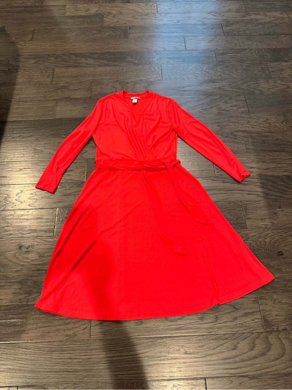 H&M Bold Red Long-Sleeve Wrap Dress
